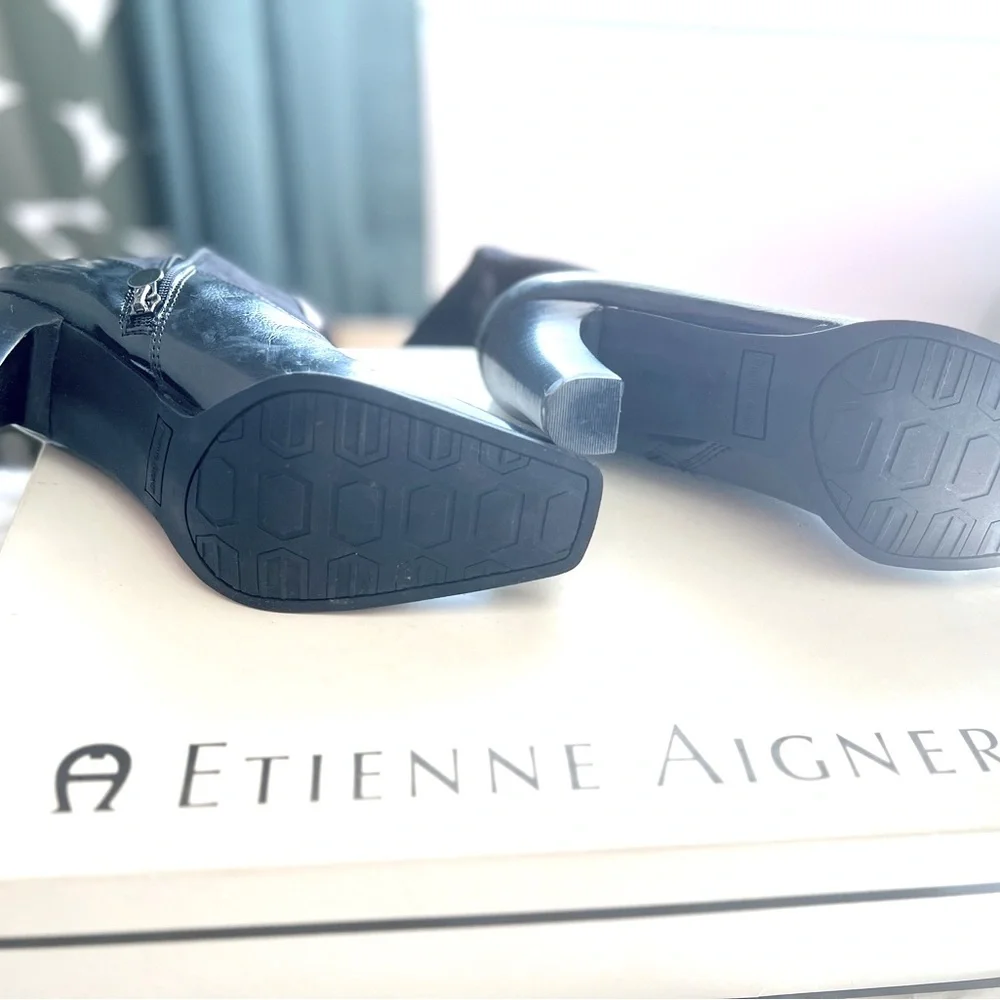 Etienne Aigner Black Heeled Boots - Picture 2 of 5